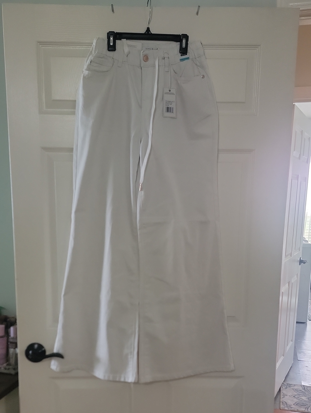Judy Blue White Wide-Leg Jeans with Drawstring Waist